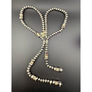 Joan Rivers‎ Necklace Long Tassel Beaded Black  Sparkle 28"